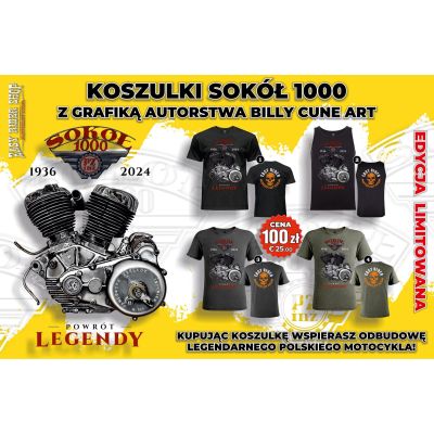 Silnik Sokół 1000 Koszulka Męska Szary Jeans